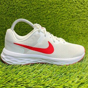 Nike Revolution 6 Boys Size 6Y White Red Outdoor Walking Running Shoes Sneakers